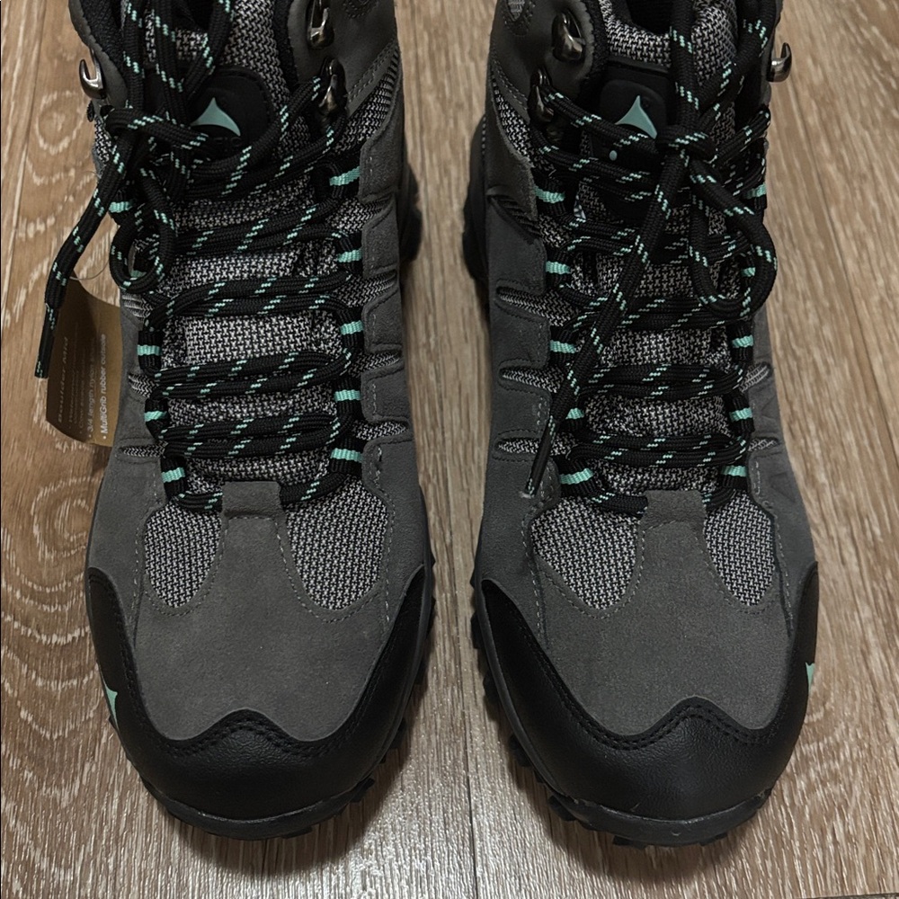 New! Women’s Pacific Mountain Boulder Mid Hiking Boot, gray/mint, 8 - Picture 6 of 9
